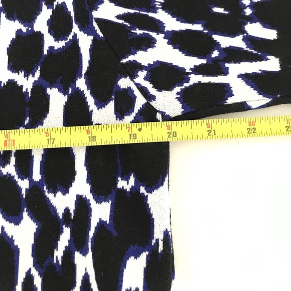 Kate Spade | Leopard Print Pullover Sweater Top Womens M Blue Knit Stretch - Picture 10 of 12